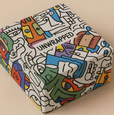 Colourful illustrated gift wrap concept for DET